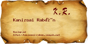 Kanizsai Rabán névjegykártya